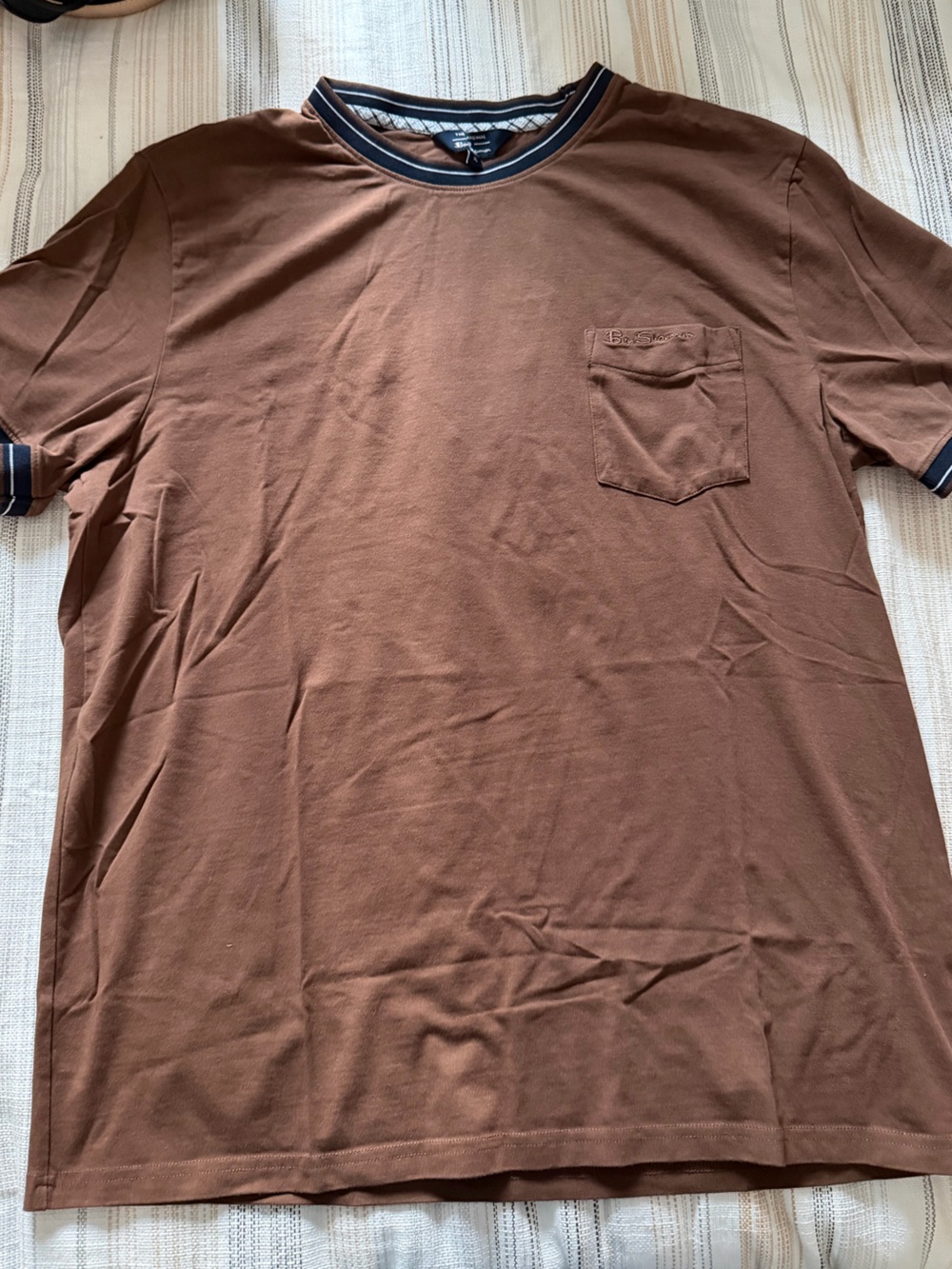 Ben Sherman Brown Short-Sleeve Pocket Polo with Contrast Trim
